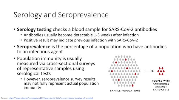 image  of the first slide from the Serology and Seroprevalence slide deck